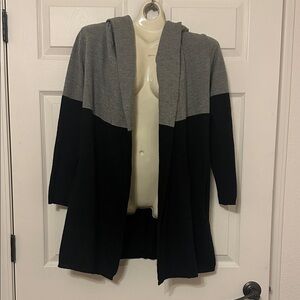 Venus Gray and Black Hooded Cardigan